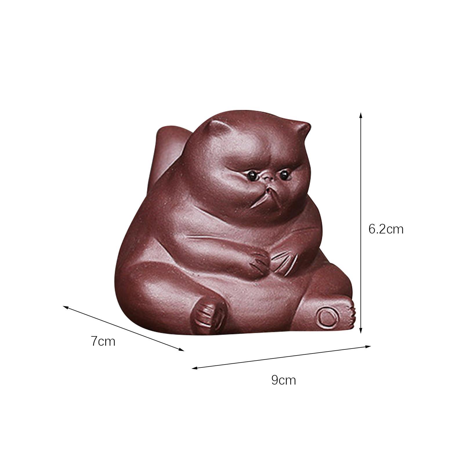 Statue Clay Tea Pet Dining Room Home Decor Miniature Kitten Figurines Kitty Sculpture for Bookshelf Dorm Living Room Cabinet