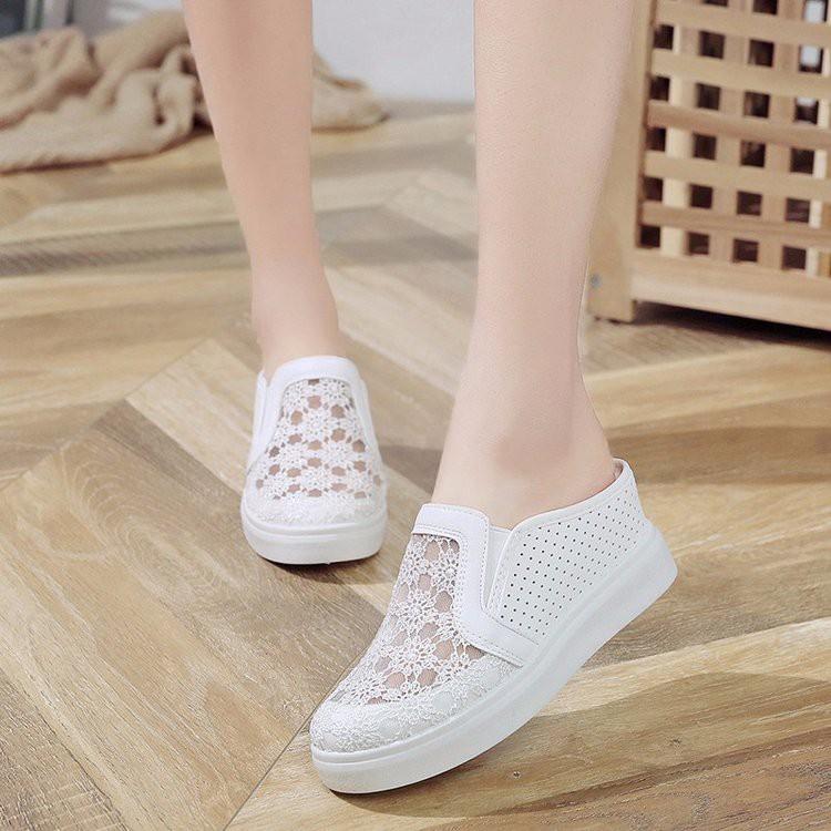 Giày Sục Lưới Đen Thoáng Khí Tăng Chiều Cao AG75 - Hàng Quảng Châu Cao Cấp