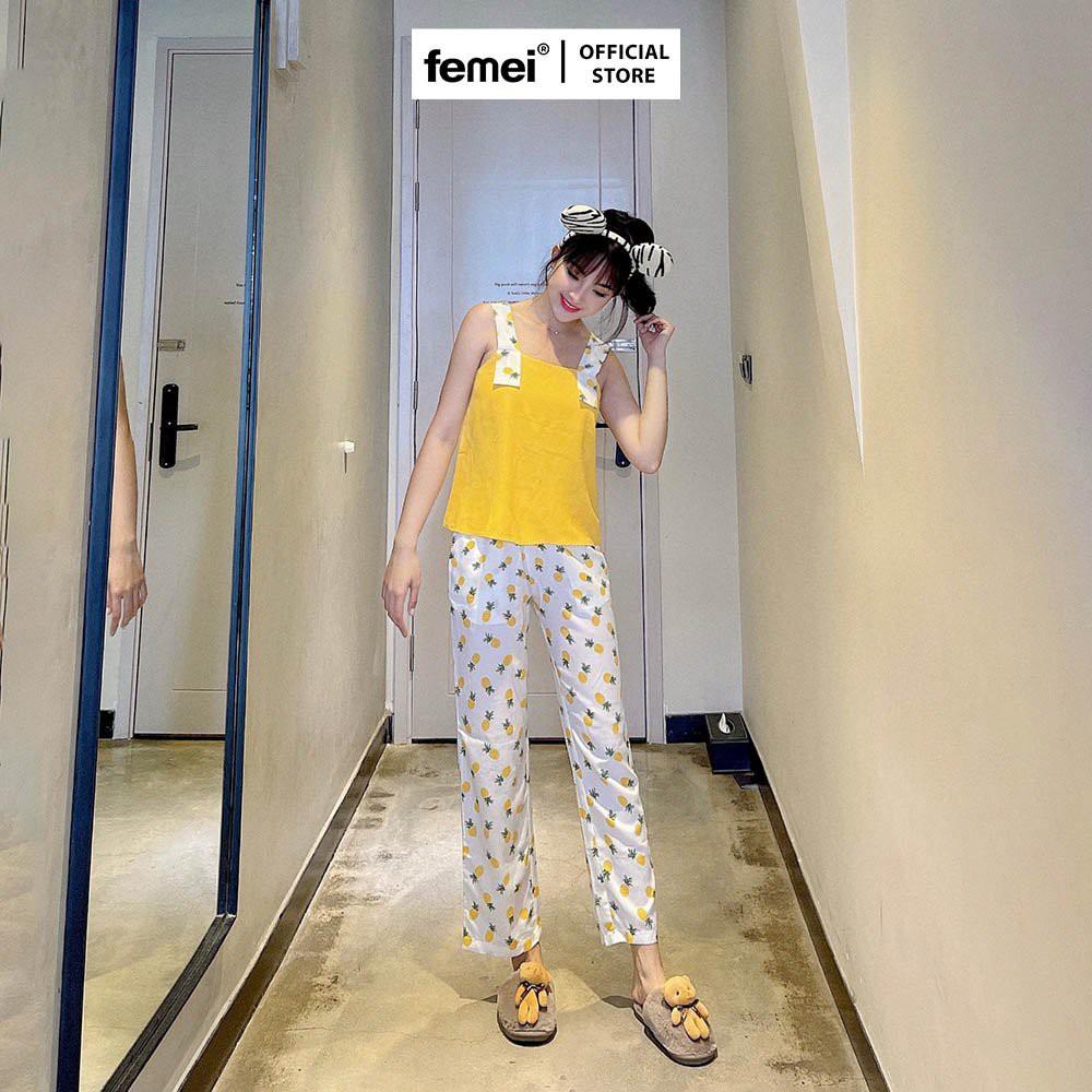 FEMEI - Đồ bộ mặc nhà áo 2 dây 5cm quần dài BDP005