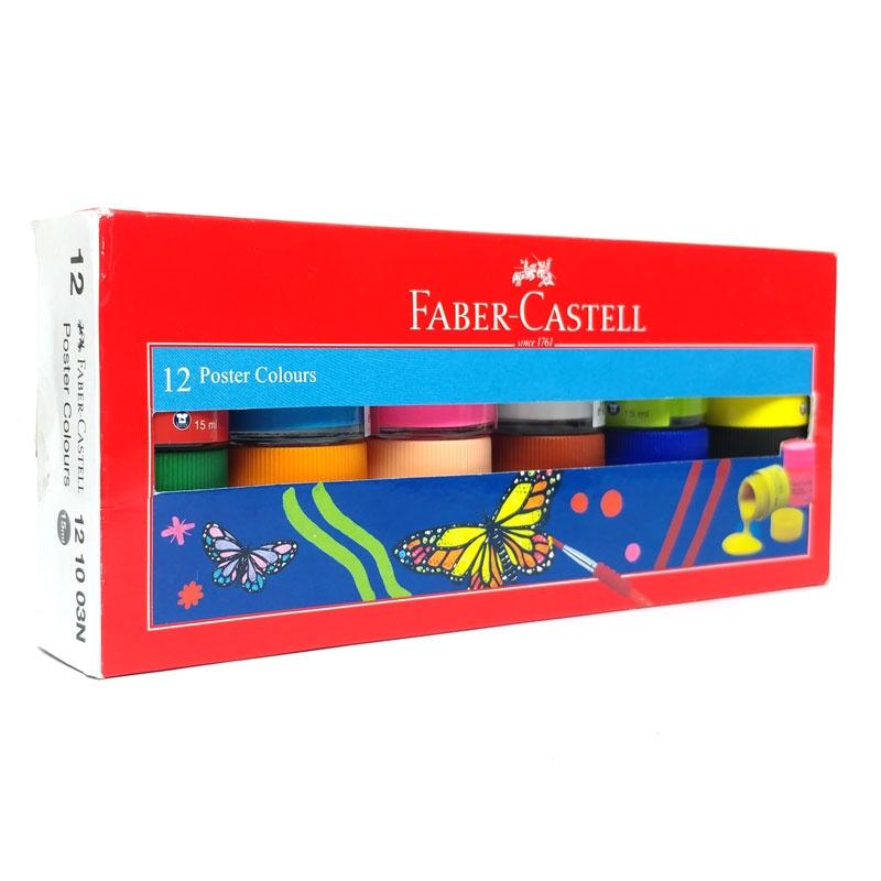 Hộp 12 Lọ Màu Nước Vẽ Poster - Faber-Castell 121003N (15ml/ Lọ)