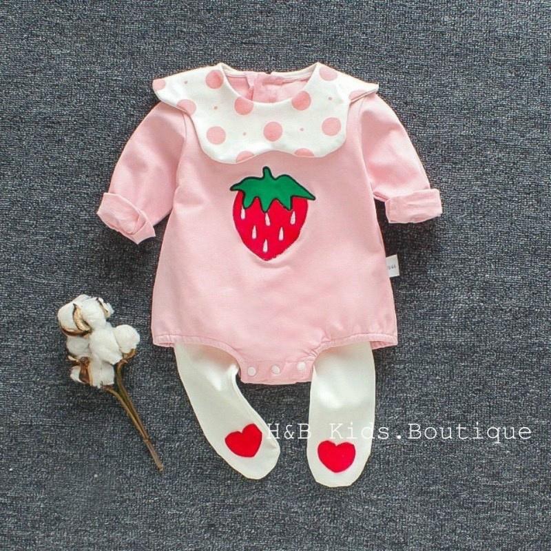 (MS46)Bộ body dài tay cho bé xuất Hàn cho bé gái siêu dễ thương kèm tất liền quần