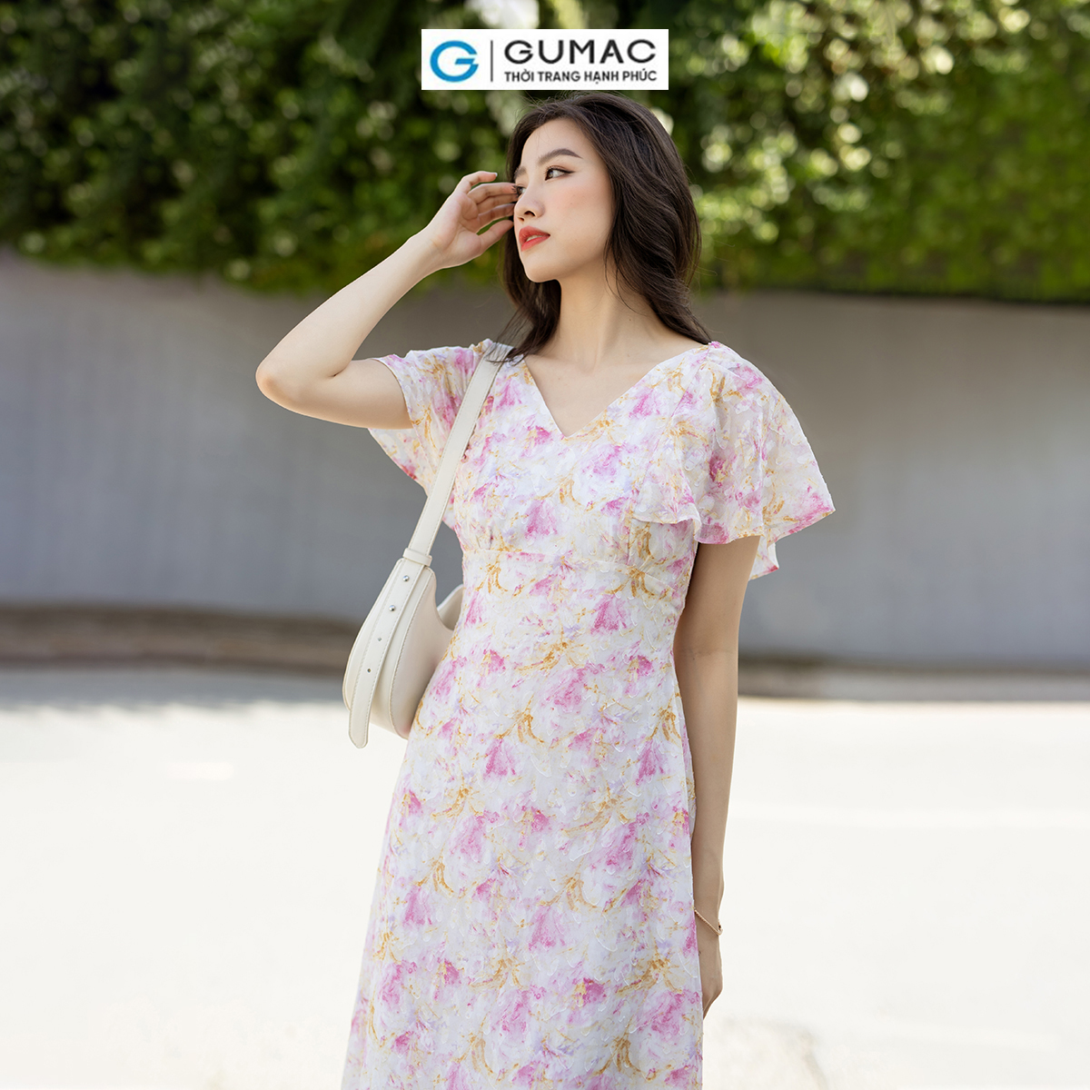Đầm hoa phối bèo GUMAC DD08069