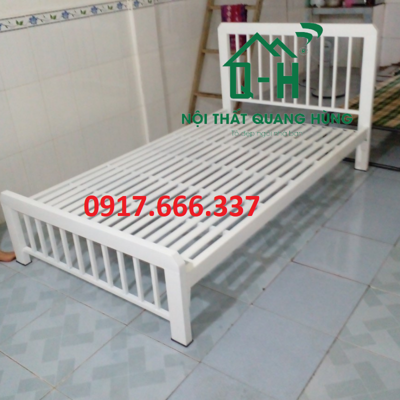 GIƯỜNG SẮT HỘP VUÔNG 4X8  1M2X2M MÀU TRẮNG DÀNH CHO GIA ĐÌNH