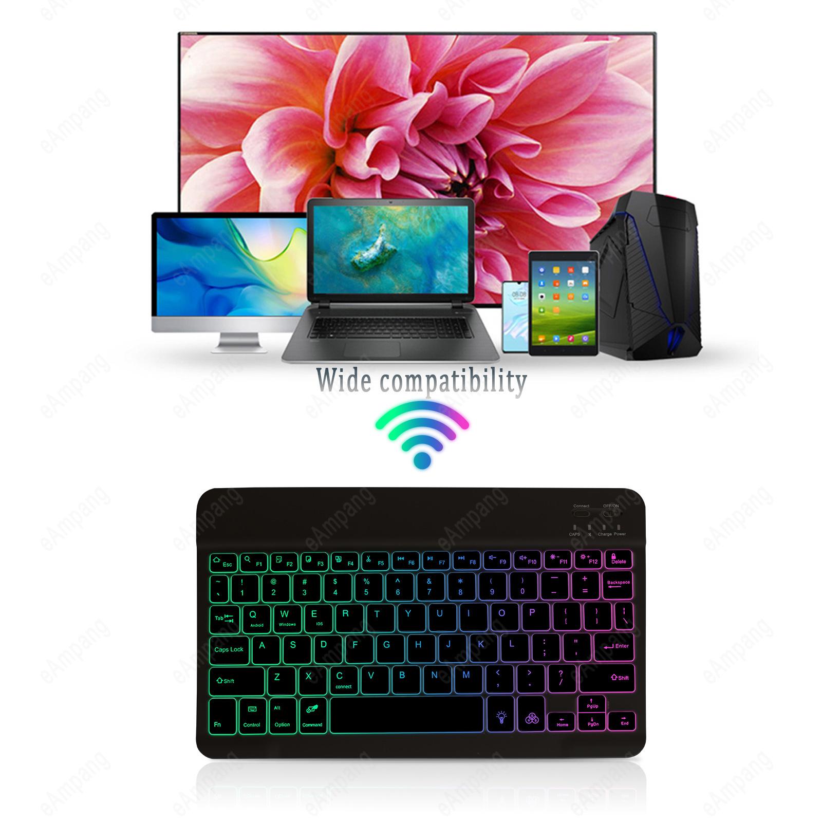 Đèn Nền Bàn Di Chuột Bàn Phím Cho iPad Máy Tính Bảng Điện Thoại Android IOS Windows Bàn Di Chuột Tiếng Anh Nga Tây Ban Nha Hàn Quốc Tiếng Ả Rập Bàn Phím