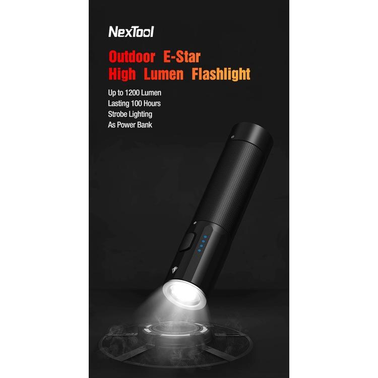 Đèn Pin Xiaomi NexTool E-Star 1200lm Khoảng Cách 190M IPX4 Sạc Type-C