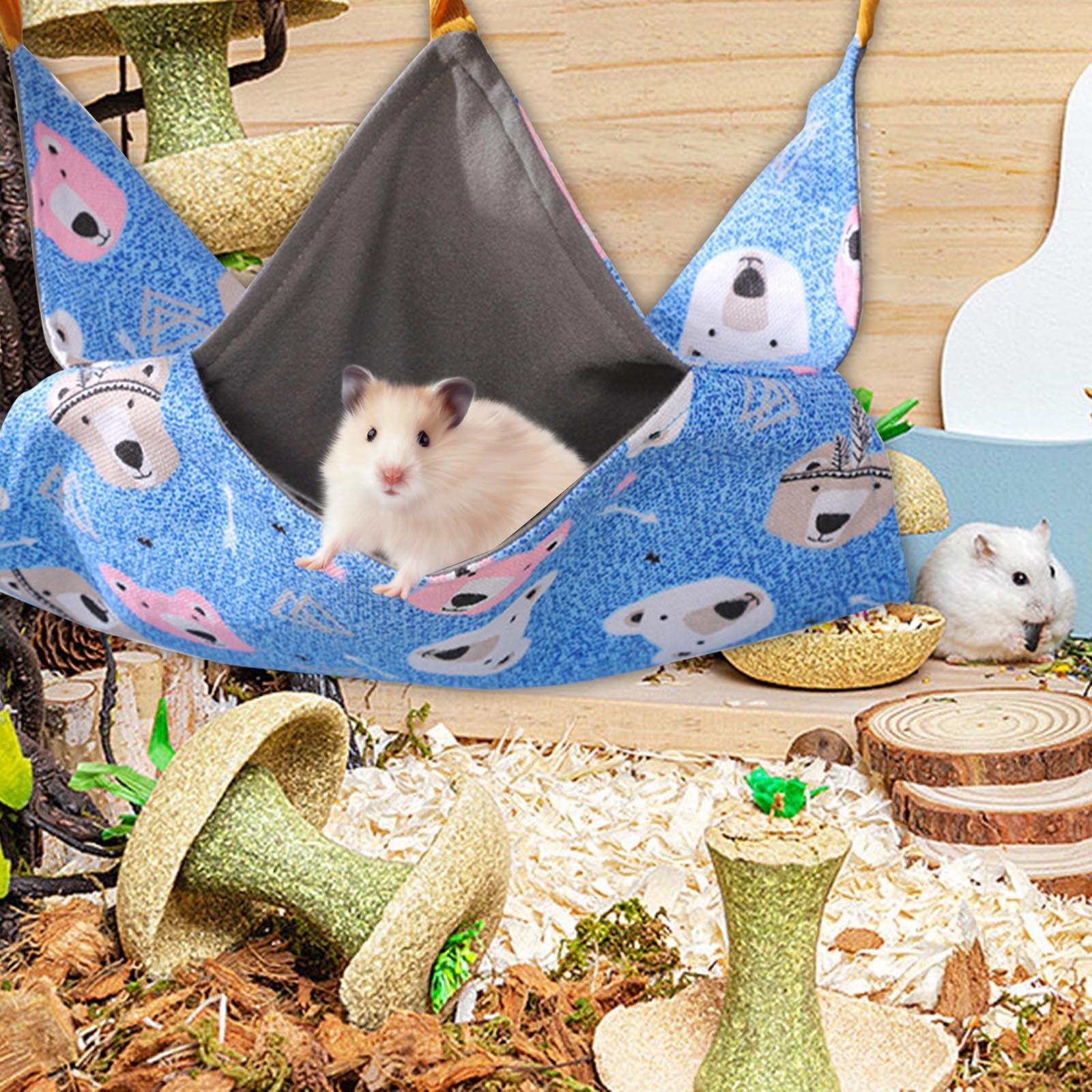 Hamster Hammock Pet Cage Hammock Cage Hanging 2 Layer Tunnel Toys Warm Play Swinging Bed Pet Sleeping Bed for Small Pet, Totoro, Rat, Chinchilla