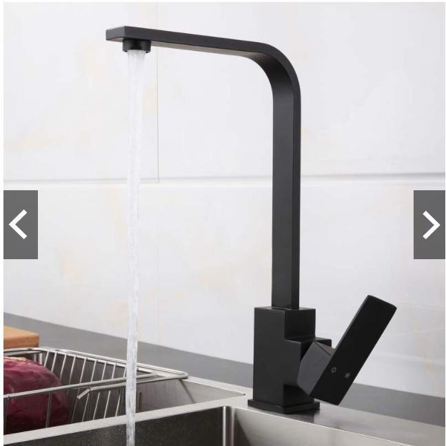 Vòi rửa bát nóng lạnh vuông Inox 304- sơn tĩnh điện nano đen k05