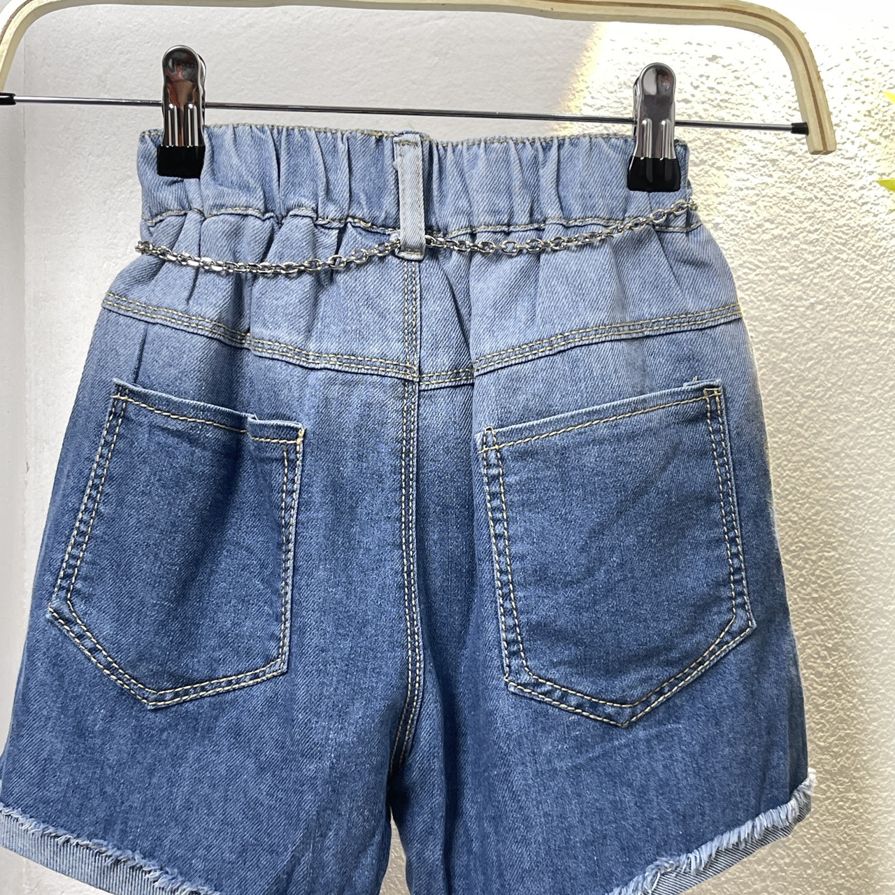 Quần đùi bé gái vải bò size đại, Short jean cho bé 5-10 tuổi màu loang co giãn mềm mại kiểu dáng thời trang