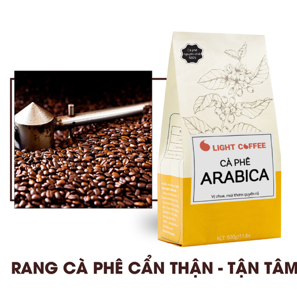 Cà phê rang xay Arabica Light coffee chua thanh, đắng nhẹ - 500g