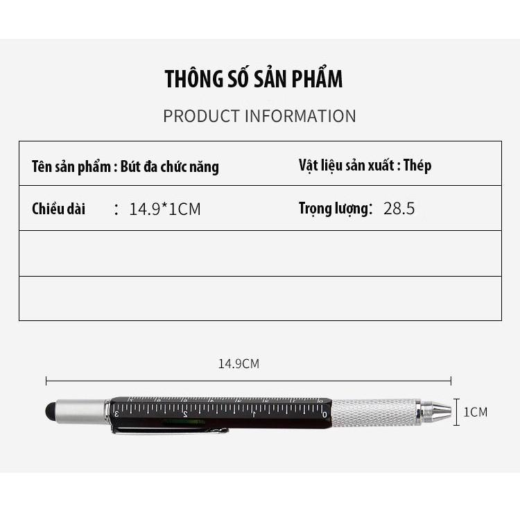 Bút Nhật Thông Minh Đa Chức Năng Compact 6in1 - Bộ 2 cái Đen+ Bạc  Magic Pen