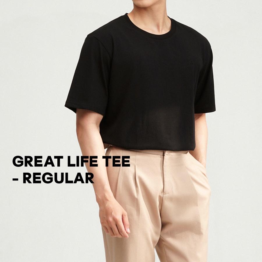 Áo thun cotton nam nữ unisex SSSTUTTER phông trơn nhiều màu cổ tròn ngắn tay thấm mồ hôi GREAT LIFE TEE - REGULAR