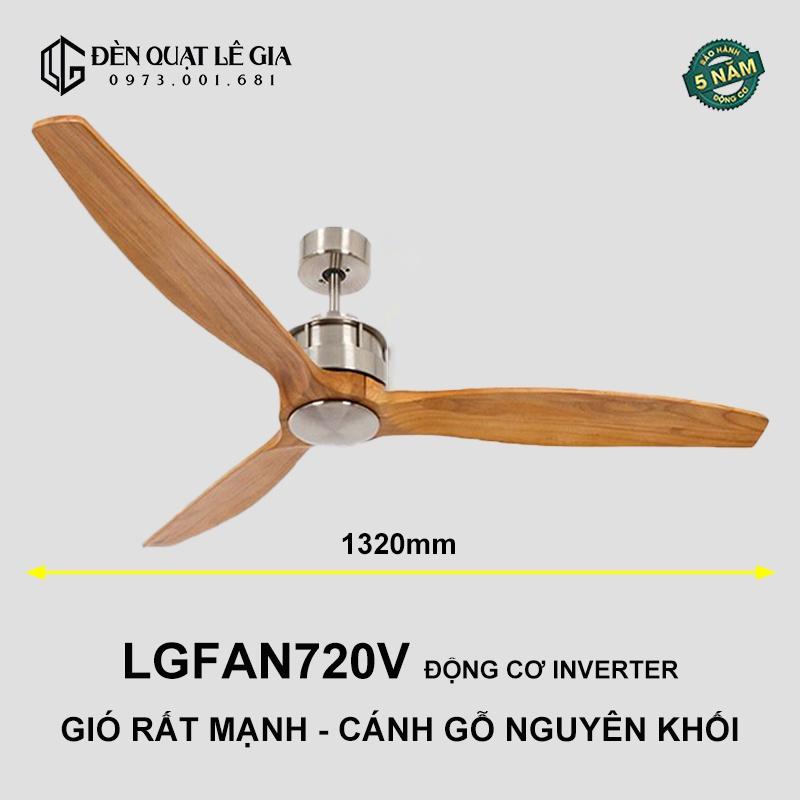 Quạt Trần Phong Cách Indochine LGFAN720V - Gỗ Sồi | Quạt Trần Trang Trí Phòng Khách