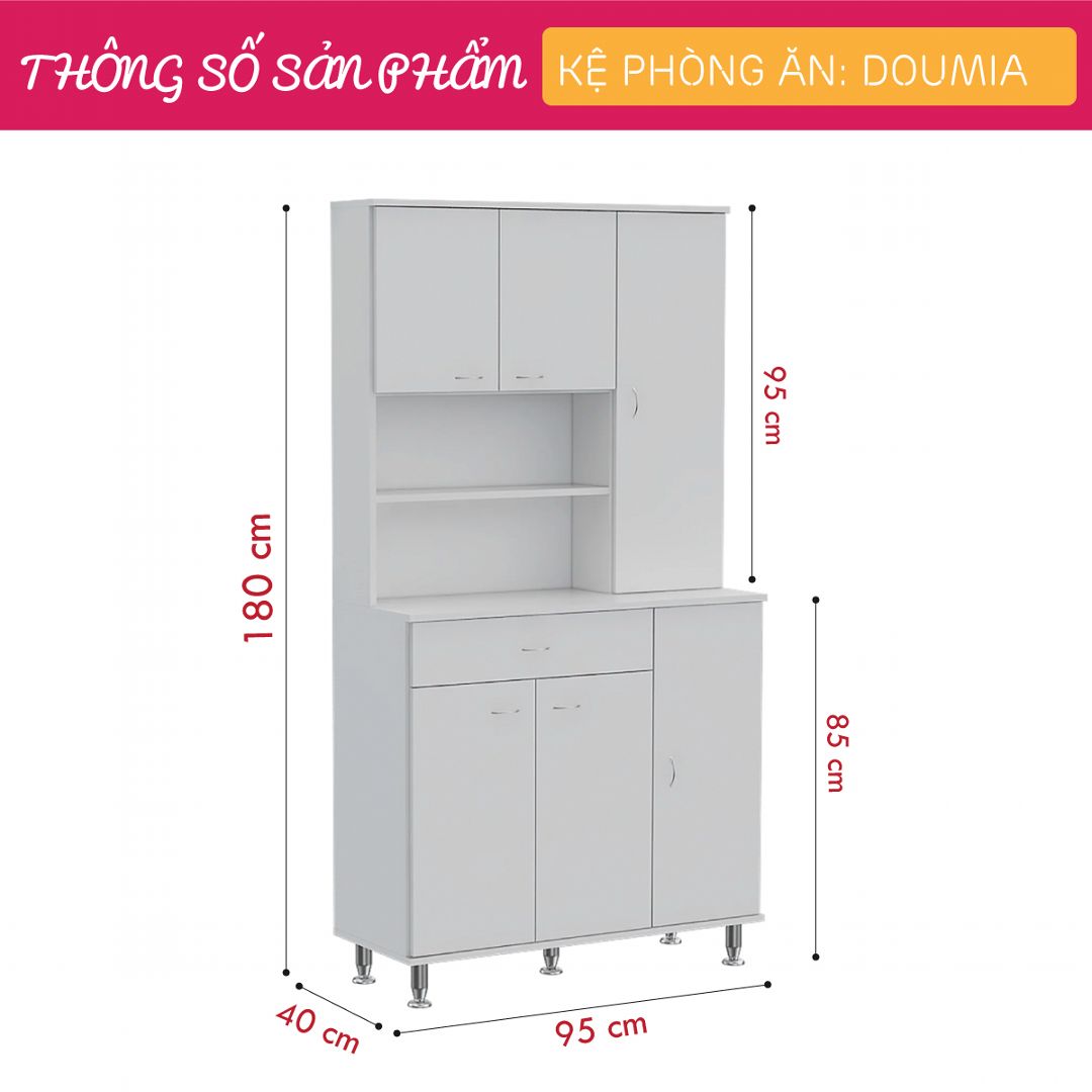 Tủ phòng ăn gỗ hiện đại SMLIFE Doumia | Gỗ MDF dày 17mm chống ẩm | D95xR40xC180cm