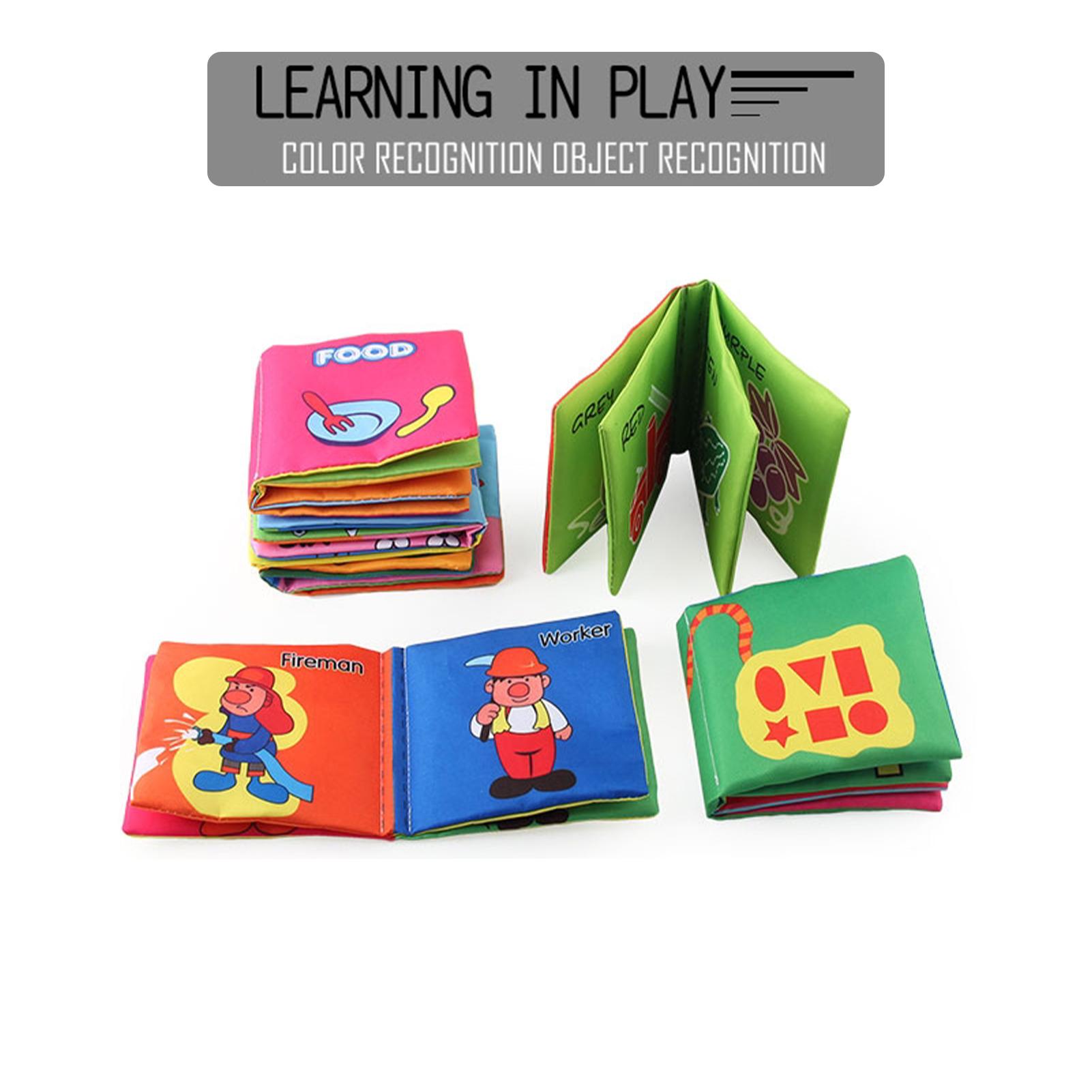 6 Pack Soft Baby Cloth Books Non-Toxic Crinkle Books Friction with Rustling Sound Infants & Toddler Early Learning