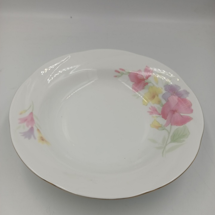 Đĩa Sứ Hoa viền vàng CK Đường Kính 20.5 cm Hàng Nhập Khẩu Cao Cấp