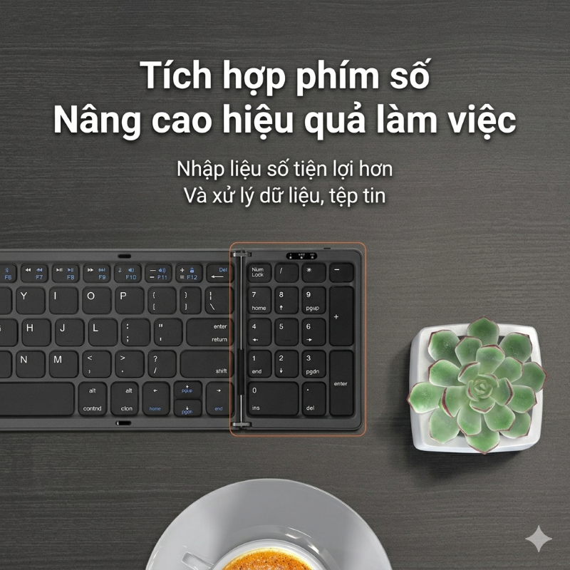 Bàn phím Gấp gọn mini không dây Bluetooth B89 - pin sạc TypeC cho PC Laptop điện thoại máy tính bảng hàng nhập khẩu