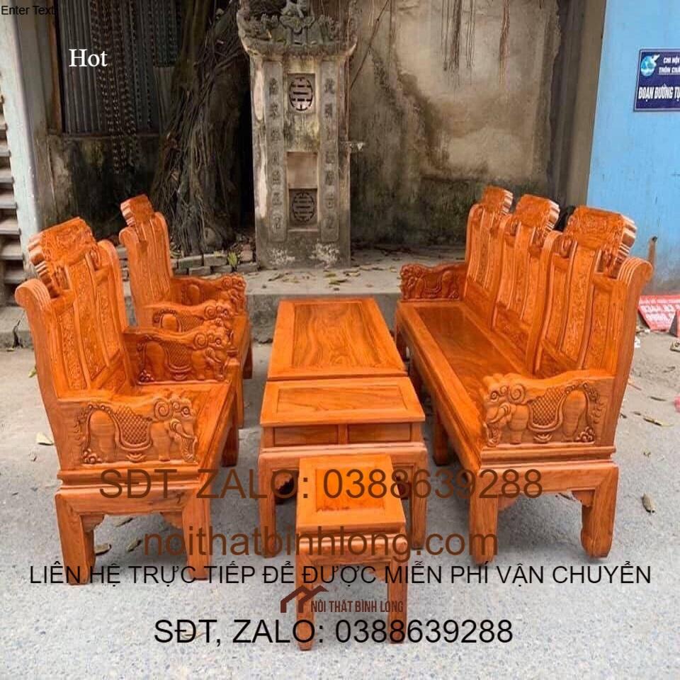Bàn Ghế Âu Á Tay Voi Đặc Gỗ Gõ Đỏ