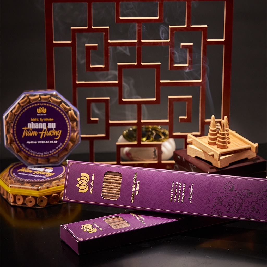 Nhang Trầm Hương Tự Nhiên Mộc Liên Hoa Chân Mộc - Thơm Dịu Nhẹ, Túi Dùng Thử 10 Cây