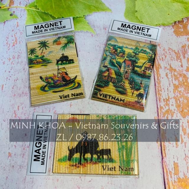 Dán Nam Châm Mành Tre Lưu Niệm Phong Cảnh Việt Nam 6*8 cm - Handmade Bamboo Fridge Magnet