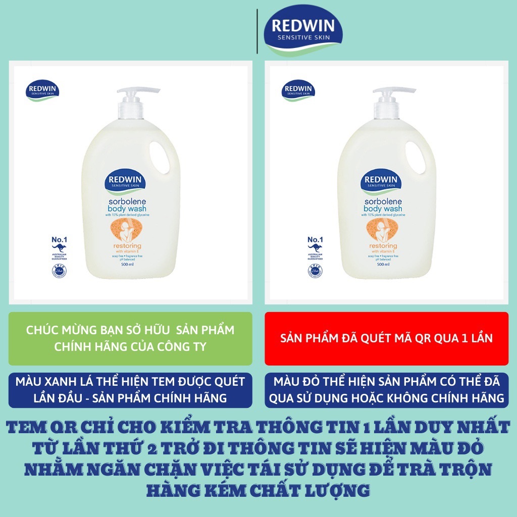 Sữa Tắm Dưỡng Ẩm Redwin Sorbolene Body Wash Vitamin E ( 500ML &amp; 1000ML )