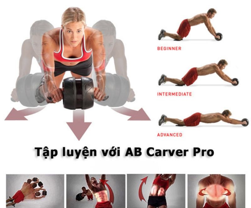 Con lăn tập cơ bụng AB Carver Pro kèm thảm kê gối tiện dụng, có lò xo đàn hồi giúp việc tập luyện trở lên dễ dàng hơn.