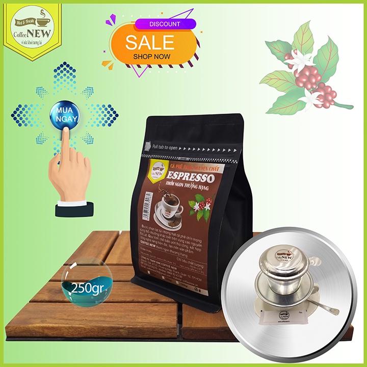 Cà Phê Rang Mộc Nguyên Chất - ESPRESSO - Hương Thanh Thoát, Hậu Đậm, Vị Đắng Nhẹ - Pha Máy Hoặc Pha Phin - Coffee New