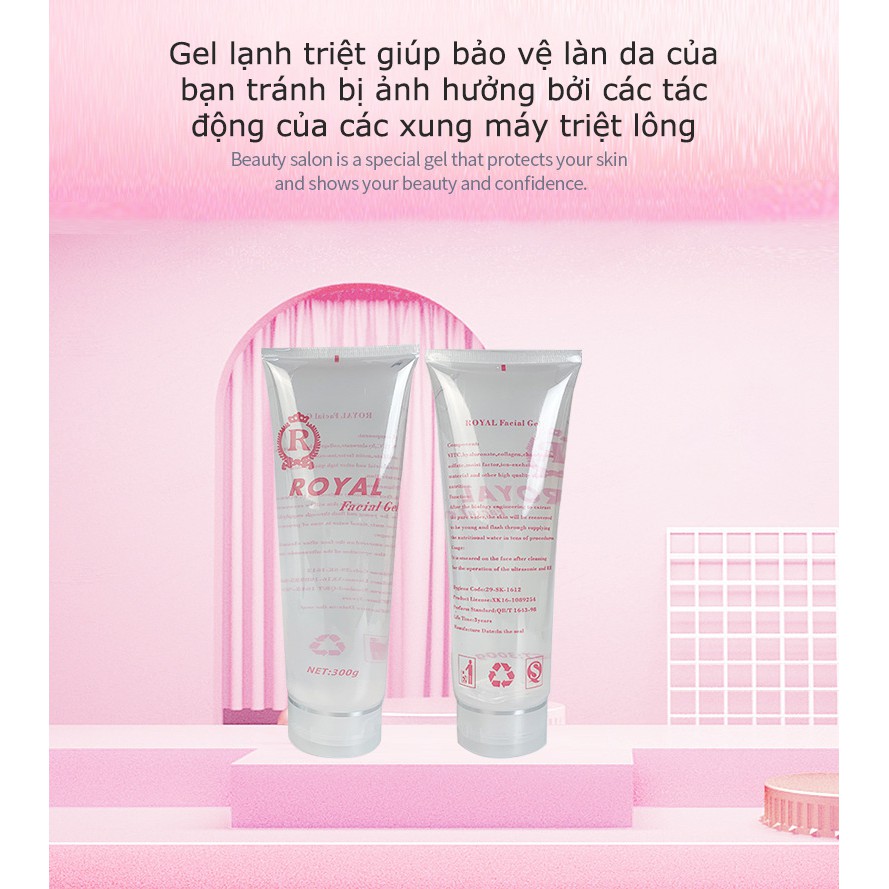 Gel lạnh triệt lông Royal - Gel lạnh làm ẩm da, dịu da kết hợp cùng máy triệt lông, máy nâng cơ, máy Hifu, máy RF, máy IPL và các thiêt bị làm đẹp khác - Gel lạnh triệt lông dưỡng da chuẩn spa ngay tại nhà - Gel siêu âm dùng cho máy laser