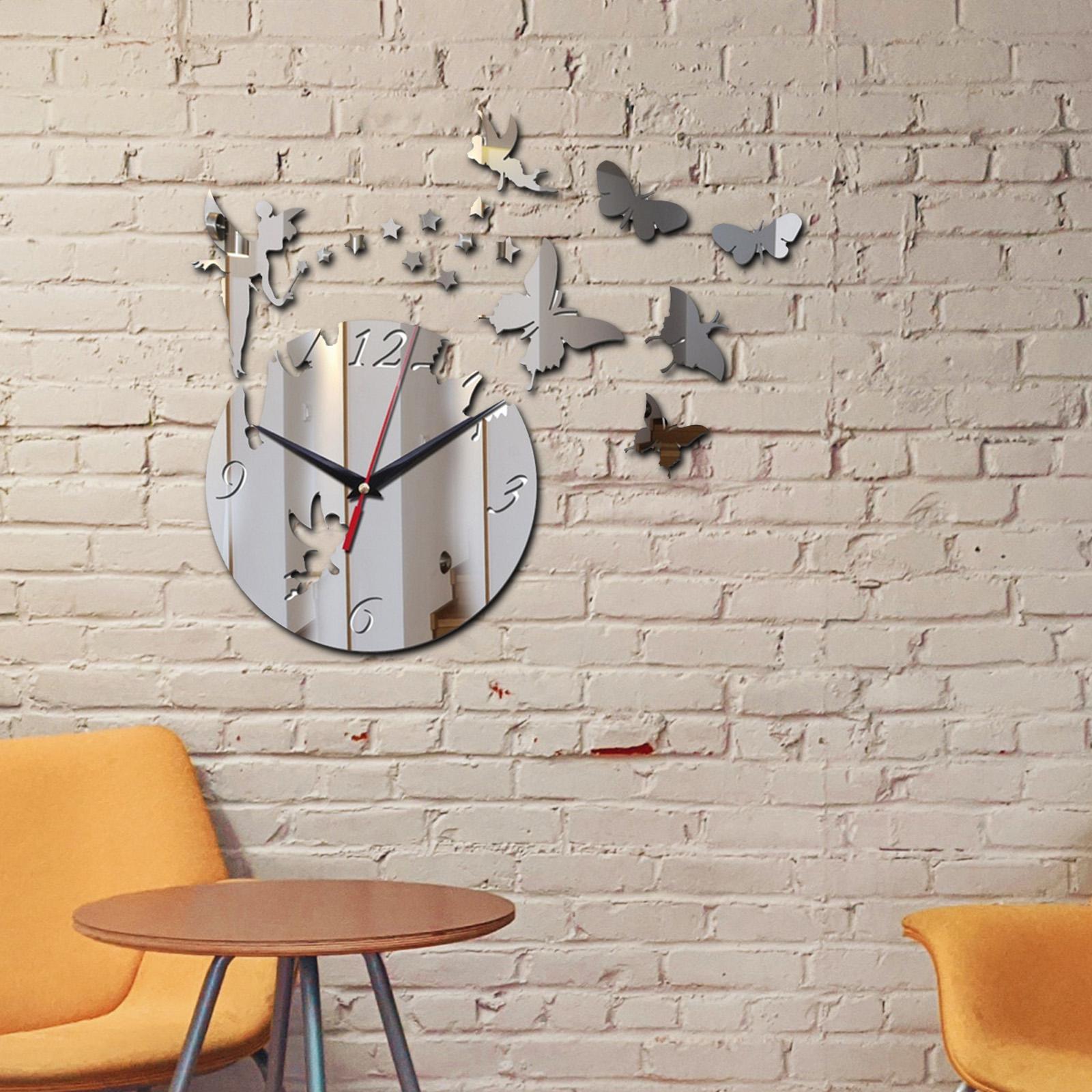 Wall Clock Stickers DIY Acrylic 3D Butterfly Wall Clock Mirror Mute Large Wall Clock Modern Design for Home Decoration