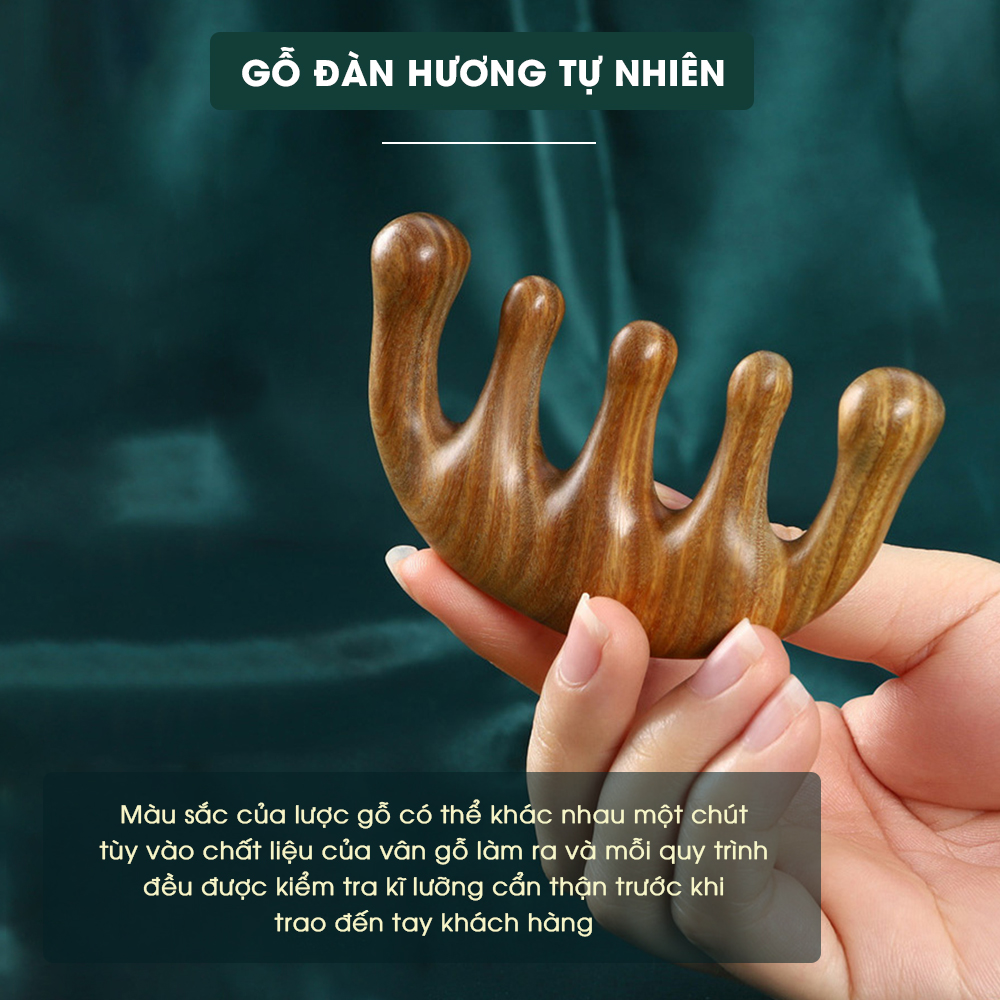 Lược gỗ đàn hương, lược massage đầu, giảm đau đầu căng thẳng, thư giãn dành cho cả nam và nữ CWELL C02PK