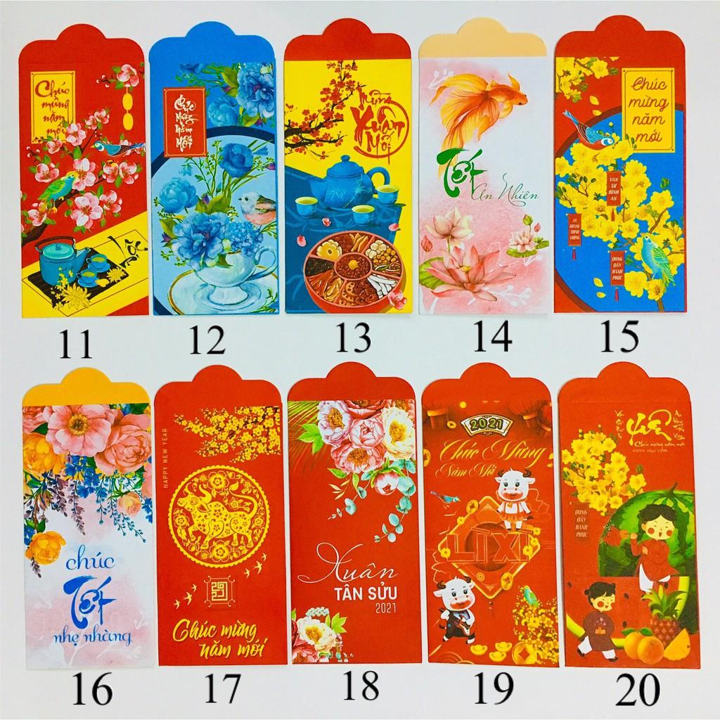 Sỉ 100 bao lì xì nóng nhất tết tân sửu 2021 được chọn cái tặng kèm túi ninong giấy in đẹp cái một