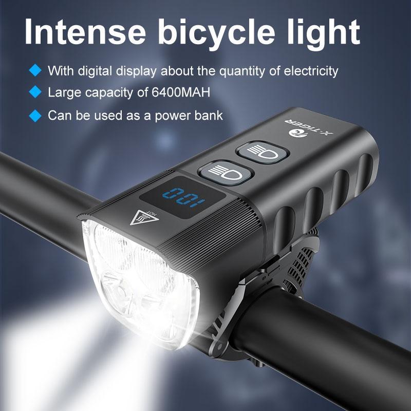 X-TIGER Đèn pin LED chống mưa cho xe đạp Đèn pin có thể sạc lại USB Phụ kiện xe đạp leo núi