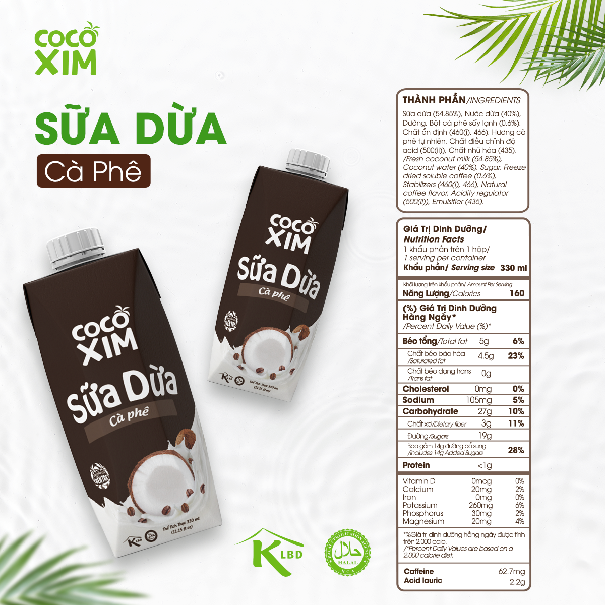 Sữa Dừa Cocoxim Coffee 330ml/Hộp