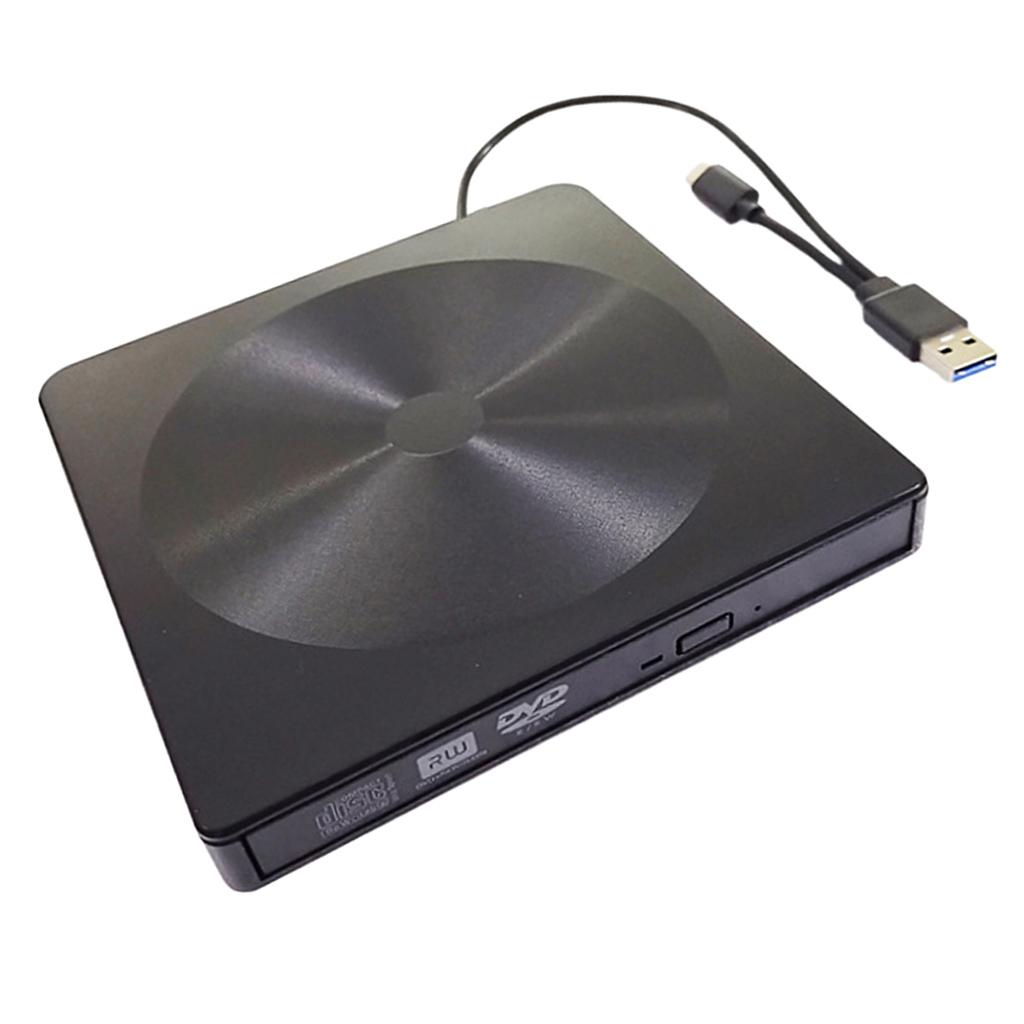 External USB CD Burner Writer DVD ROM Drive Player Black for PC &