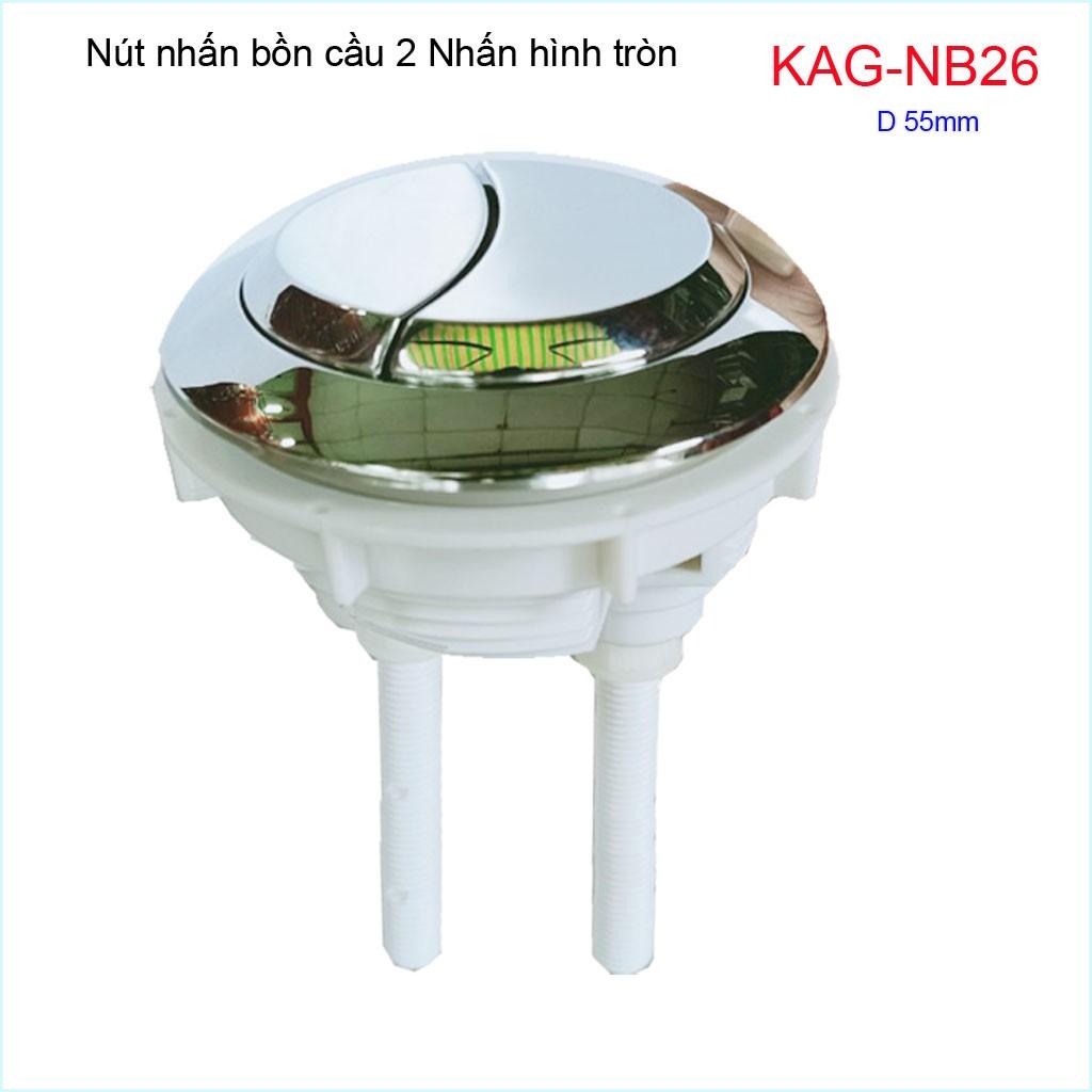 Nút 2 nhấn xả bồn cầu, nút nhấn cầu xả 2 nhấn tròn lỗ sứ D5.5-6cm, nút xả cầu KAG-NB26