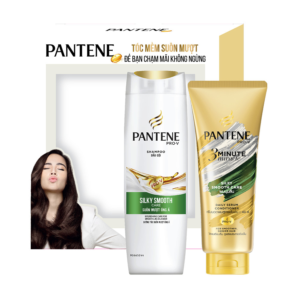 Bộ đôi Pantene Suôn Mượt Óng Ả Dầu gội 300ml + Kem xả 3 phút diệu kỳ 150ml