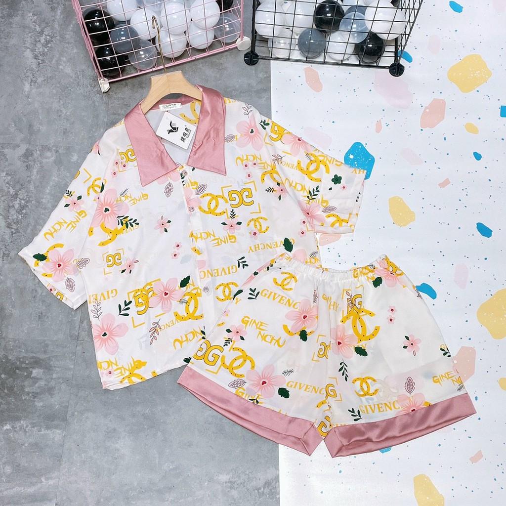 Đồ Bộ Pijama Nữ Mango - Tay Ngắn Quần Đùi Họa Tiết Sang Trọng Form Dưới 60kg Mặc Đẹp