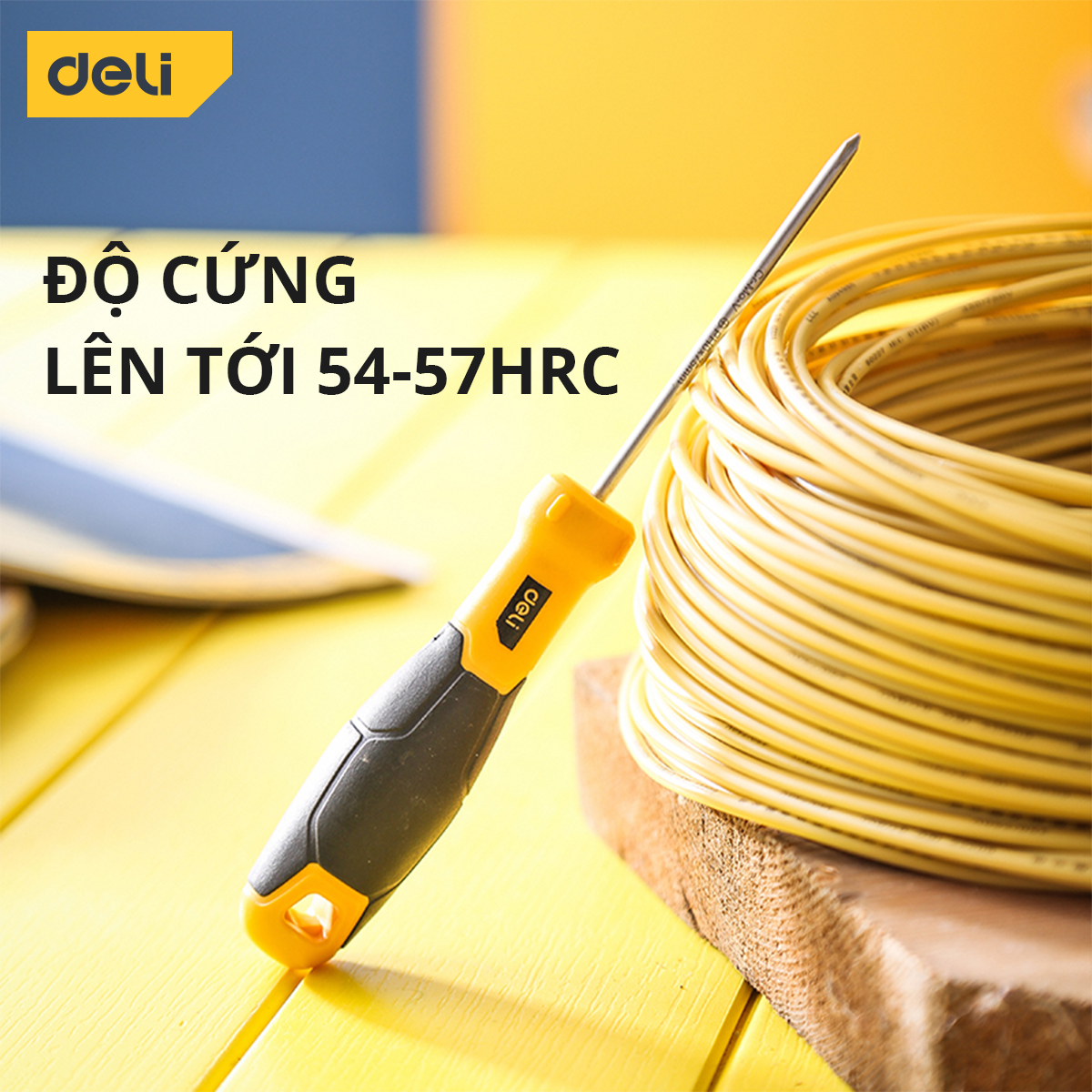 Tua Vít 2 Cạnh Deli Cao Cấp -  Đầu Vít Từ Tính Dễ Dàng Sử Dụng - Kích Thước 3*75mm Thép Cr-V Mạ Crom