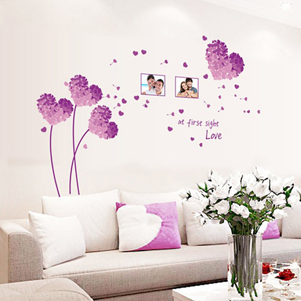 Decal Dán Tường Trái Tim Tím DH050