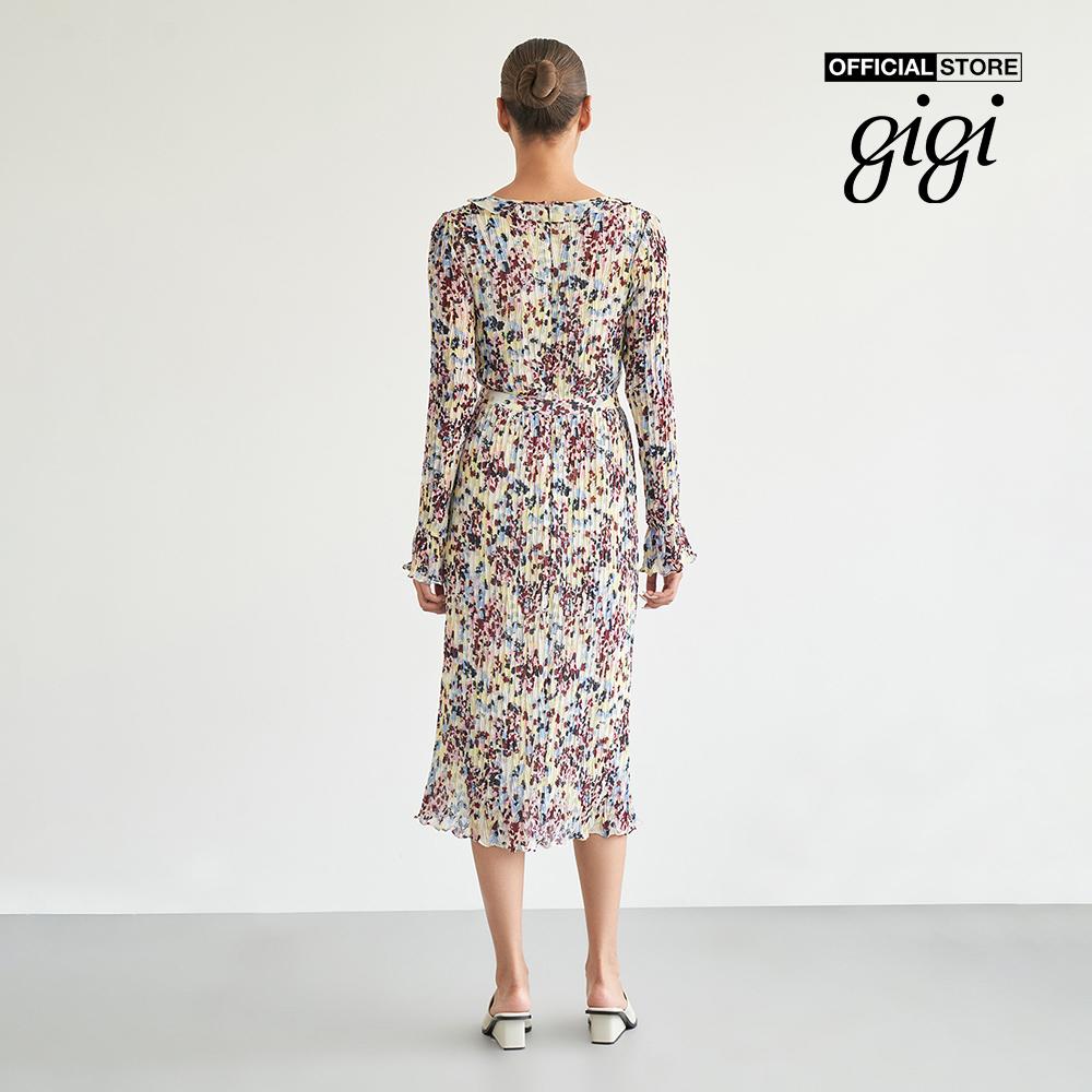 GIGI - Đầm midi tay dài cổ tròn thắt nơ thời trang G2102D222131-19