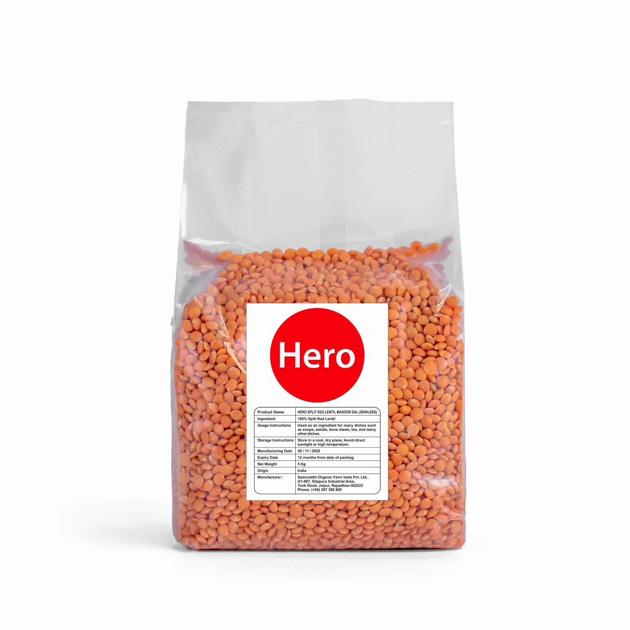 Combo  1KG X 3 Đậu Lăng Đỏ Hero Masoor Dal Tách Hạt Nhập Khẩu