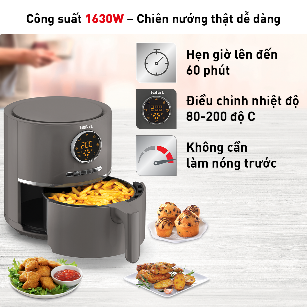 Nồi chiên không dầu Tefal XL Ultra Fry EY111B15 - 4.2L - Hàng chính hãng