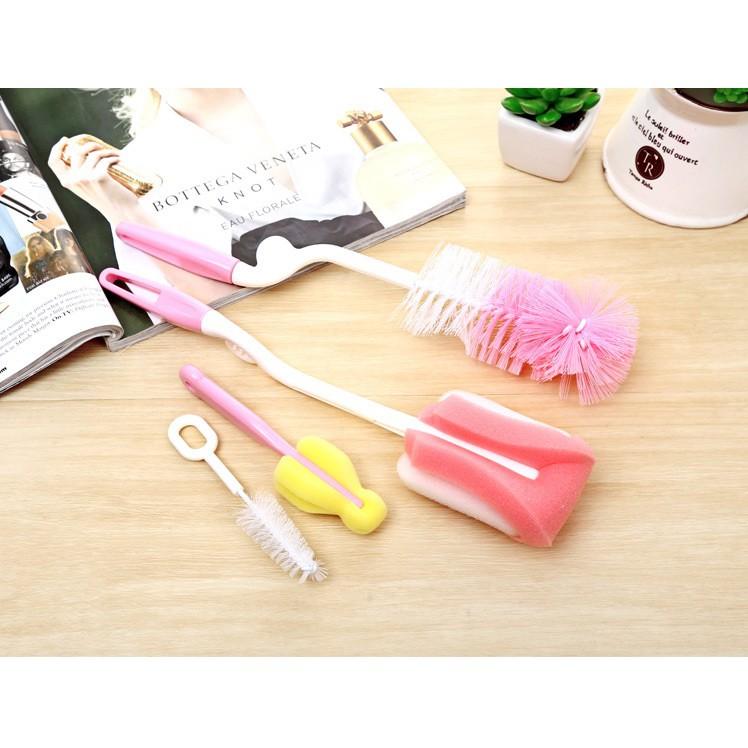 Combo 4 dụng cụ rửa ly, bình sữa