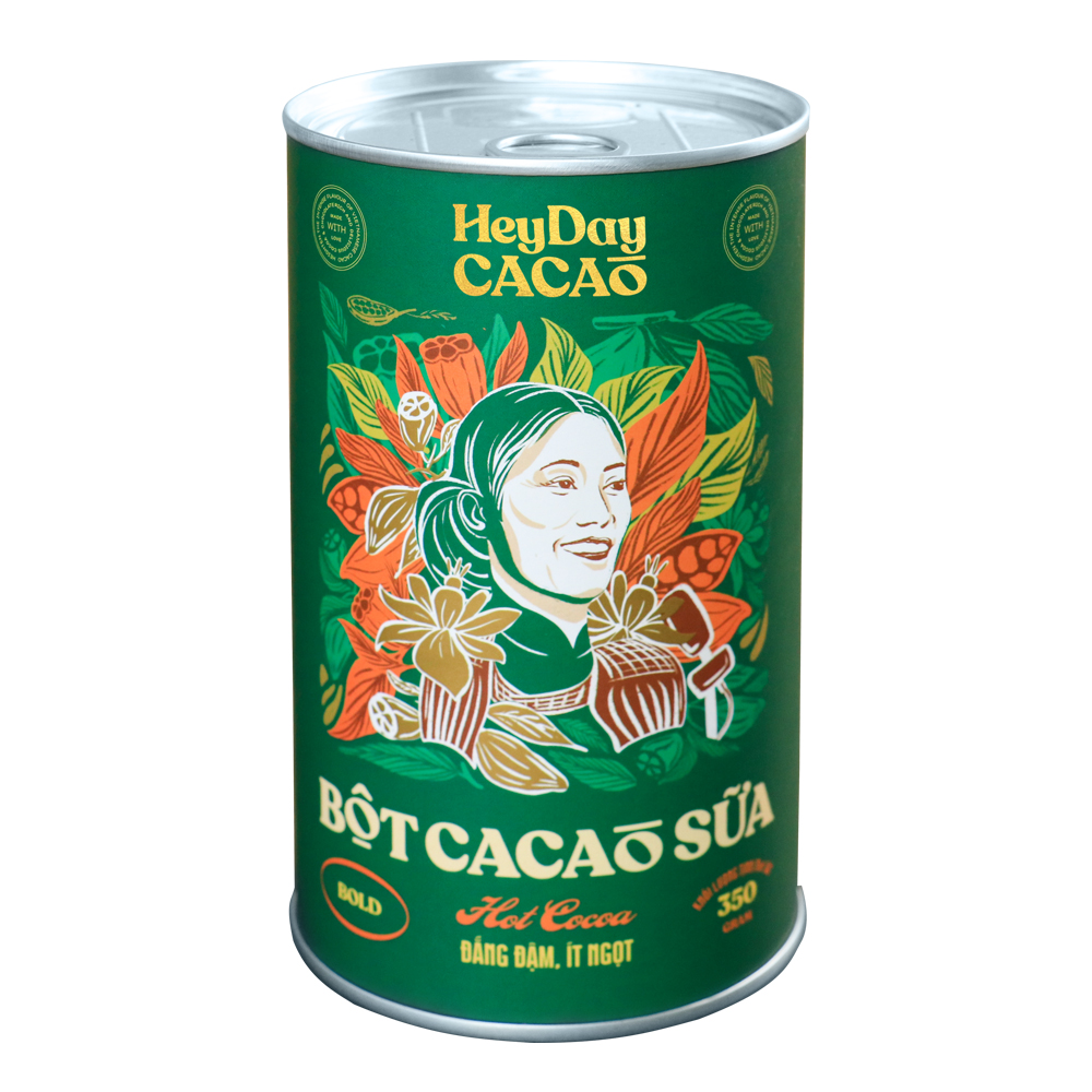 Bột cacao sữa Bold - Đắng đậm, Ít ngọt - Lon 350g - Bộ Sưu Tập sản phẩm &quot;Thật&quot; Heydaycacao