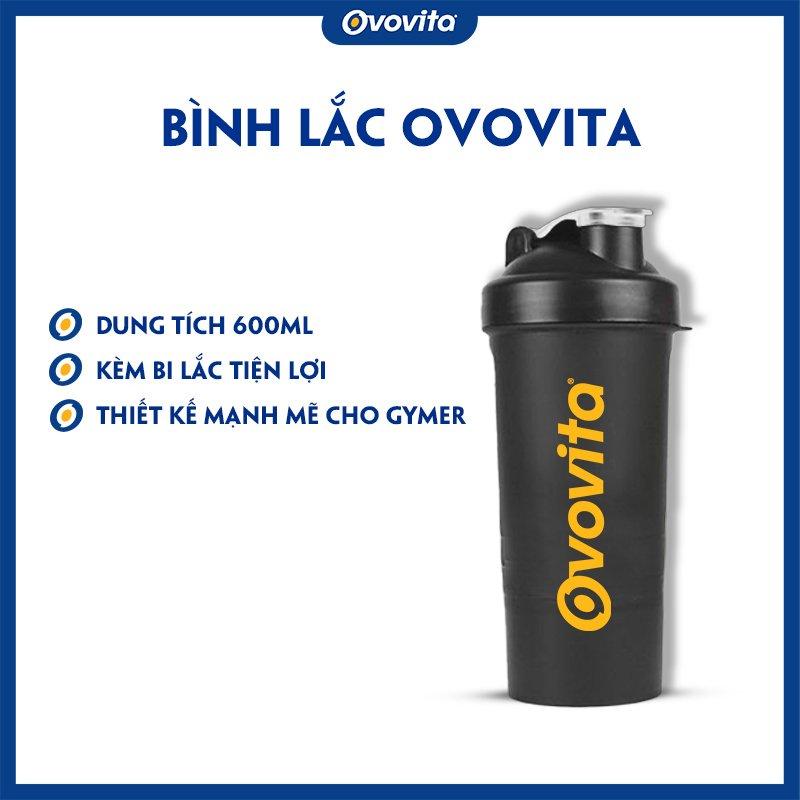 Bình Lắc Shaker OVOVITA Dung Tích 600ML Kèm Bi Lắc Tiện Lợi. Thiết Kế Mạnh Mẽ Dùng Cho GYMER