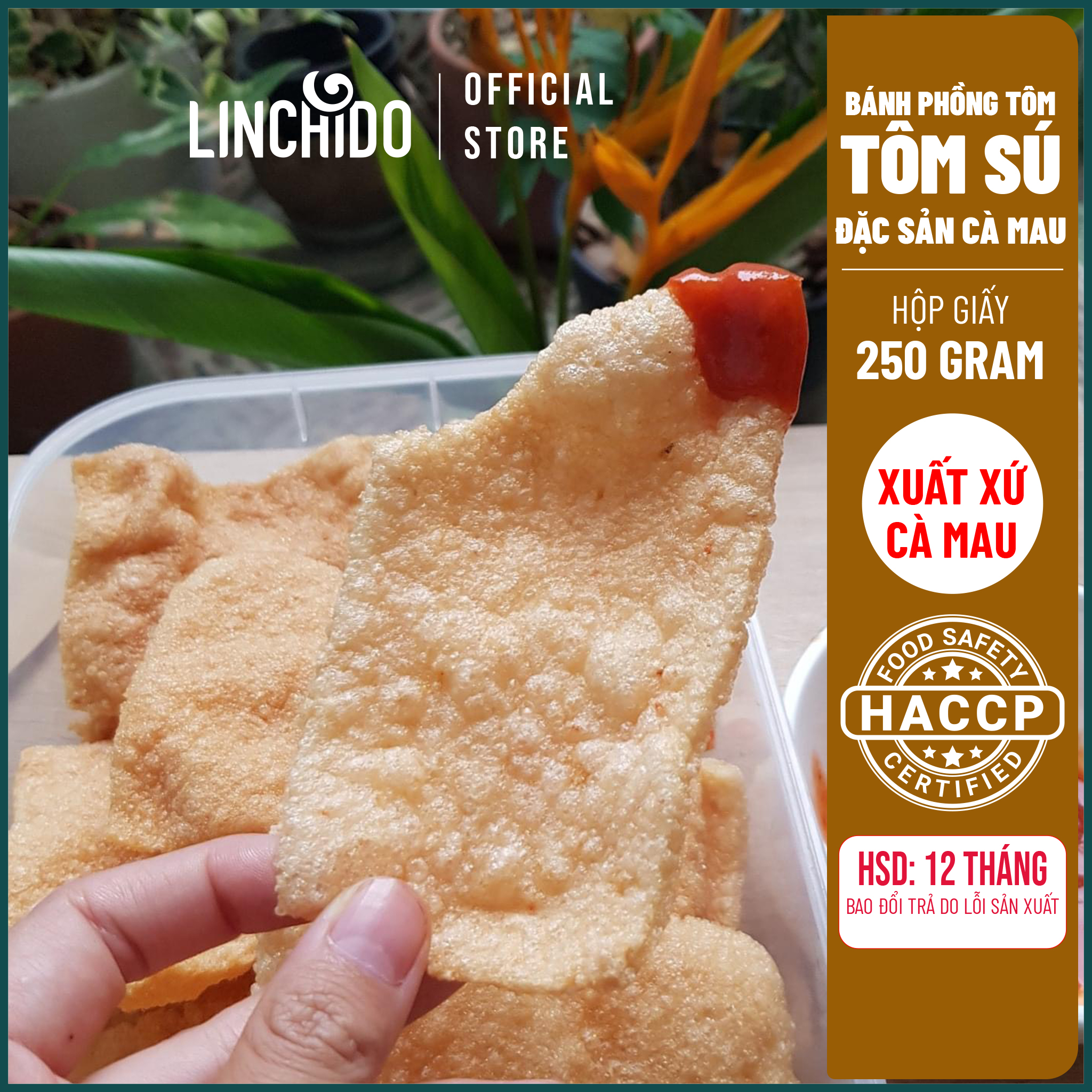 Bánh phồng Tôm Cà Mau - Tôm Sú - NACAMA - Hộp 250 GRAM