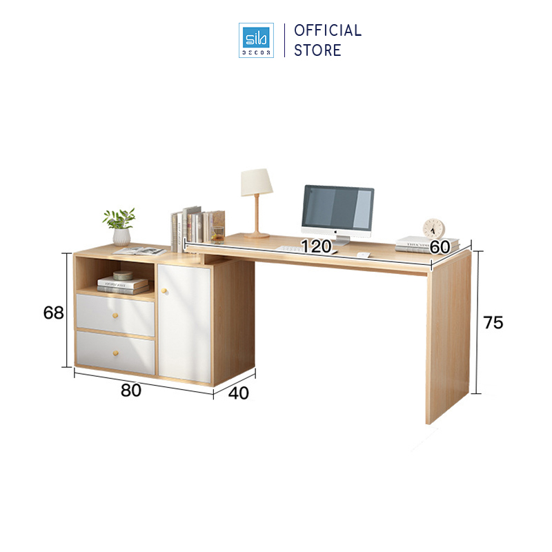 Bàn Làm Việc, Học Tập Cá Nhân Hoặc 2 Người Hiện Đại, Tiện Nghi SIB Decor Cho Học Sinh, Sinh Viên, Văn Phòng (Không Gồm Ghế)