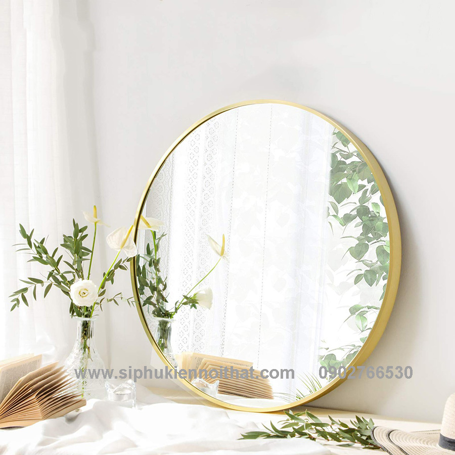 Gương Tròn Khung Nhôm Mạ Màu Vàng Chanh TT-070