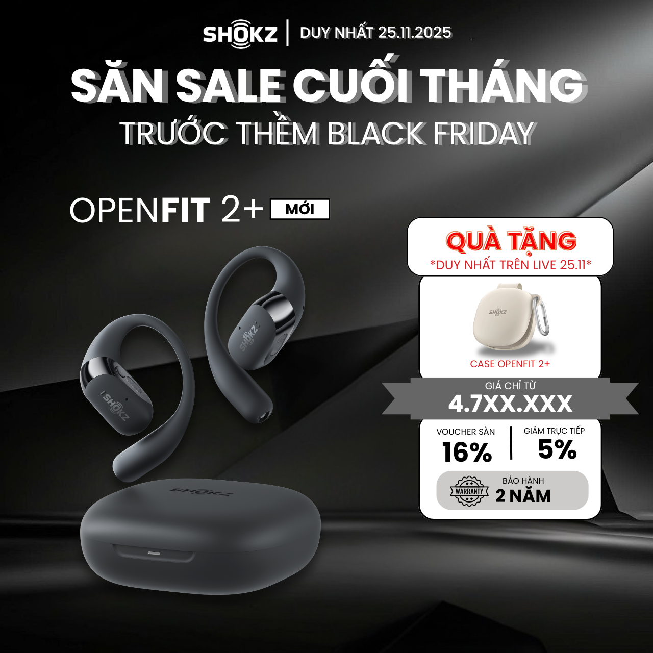 [MỚI] - Tai Nghe Không Nhét Tai True Wireless OpenFit 2+ T921 - Bảo Hành 24 Tháng - Hàng Chính Hãng