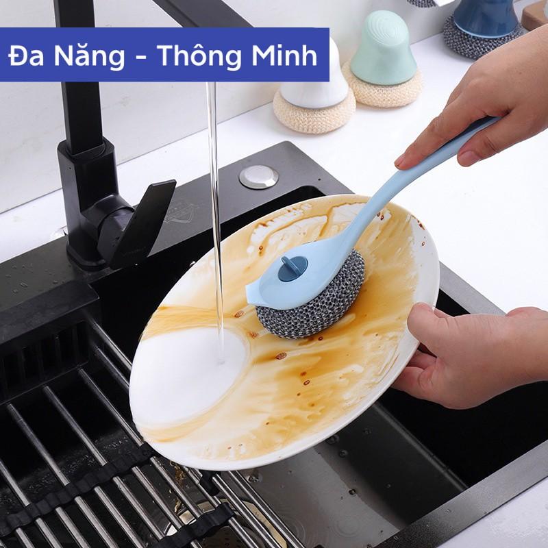 Cọ Chà Xoong Nồi Có Cán Tay Cầm, Đầu Cọ Làm Bằng Sợi Lưới Tiện Dụng, Đánh Sạch Mọi Vết Bẩn