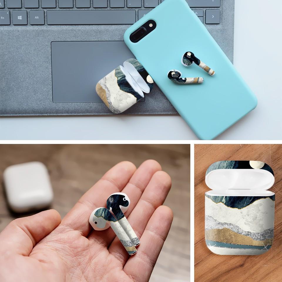 Miếng dán skin cho AirPods in hình giả sơn mài - GSM128 (AirPods ,1 2, Pro, TWS, i12)